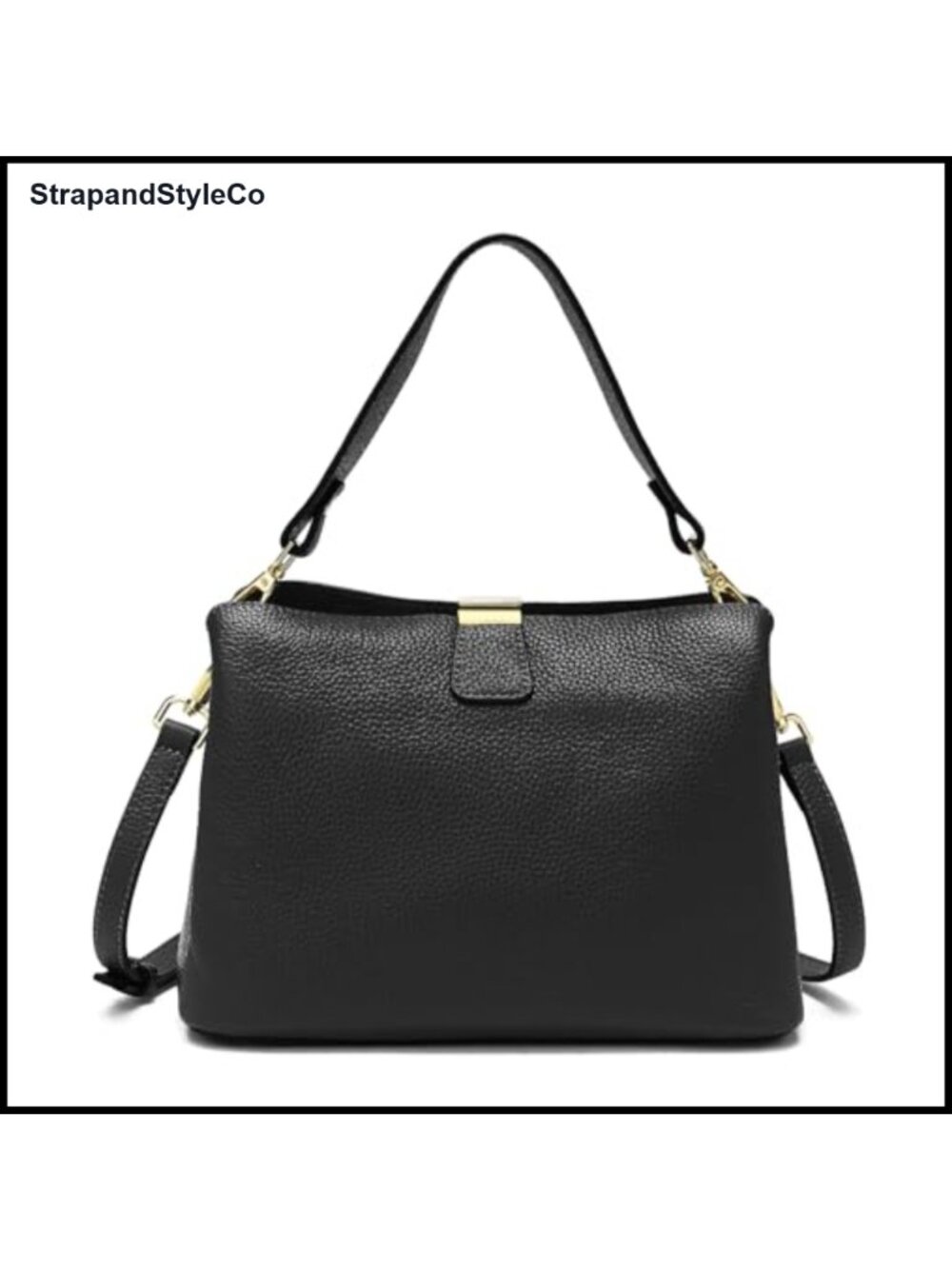 Genuine Leather Pebbled Bucket Crossbody Shoulder Bag